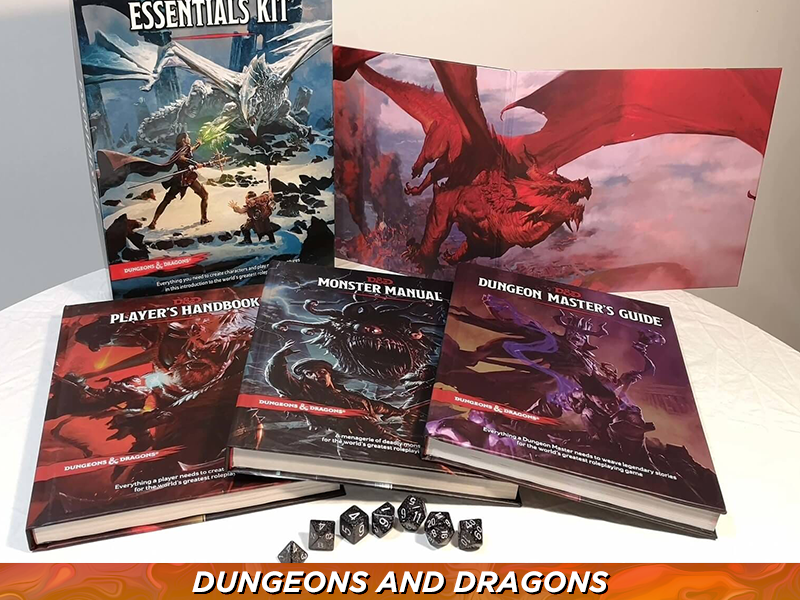 Dnd Manuals, handbooks and dice